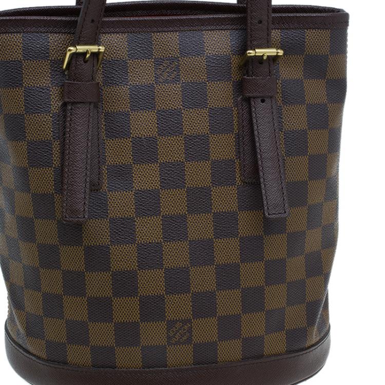 Pre Owned Louis Vuitton Damier Ebene Canvas Marais Bucket Bag w/Accessories Pochette