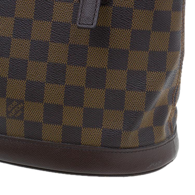 Pre Owned Louis Vuitton Damier Ebene Canvas Marais Bucket Bag w/Accessories Pochette