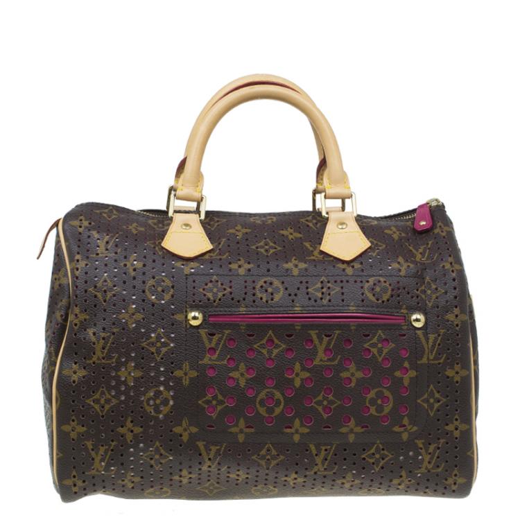 Pre Owned Louis Vuitton Fuchsia Monogram Perforated Canvas Limited Edition Speedy 30 Bag