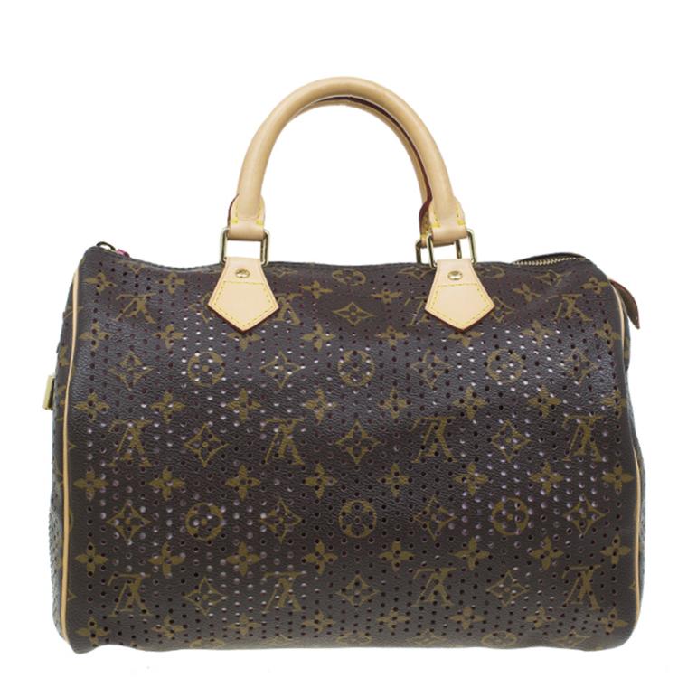 Pre Owned Louis Vuitton Fuchsia Monogram Perforated Canvas Limited Edition Speedy 30 Bag