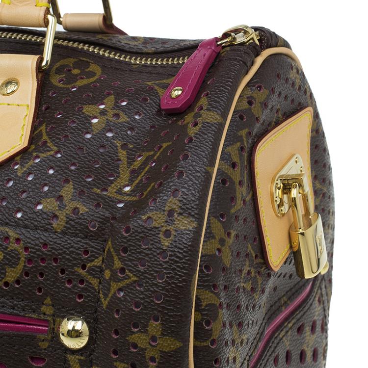 Pre Owned Louis Vuitton Fuchsia Monogram Perforated Canvas Limited Edition Speedy 30 Bag