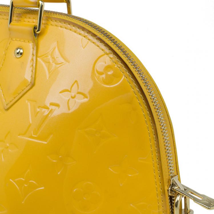 Pre Owned Louis Vuitton Yellow Vernis Monogram Alma PM