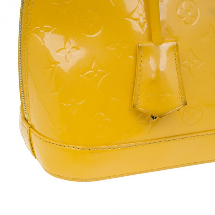 Pre Owned Louis Vuitton Yellow Vernis Monogram Alma PM