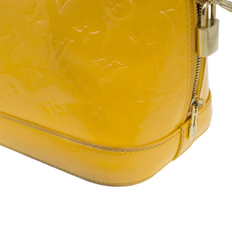 Pre Owned Louis Vuitton Yellow Vernis Monogram Alma PM