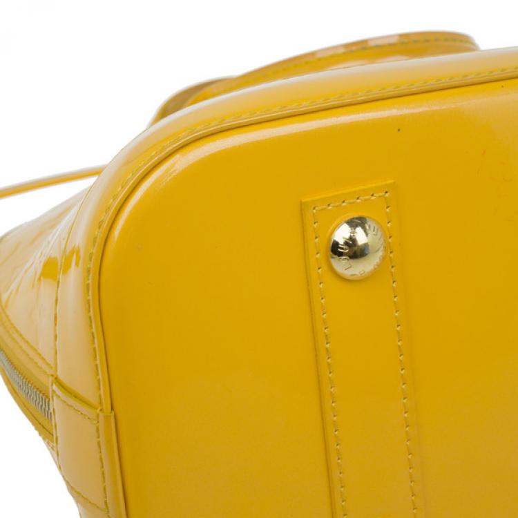 Pre Owned Louis Vuitton Yellow Vernis Monogram Alma PM