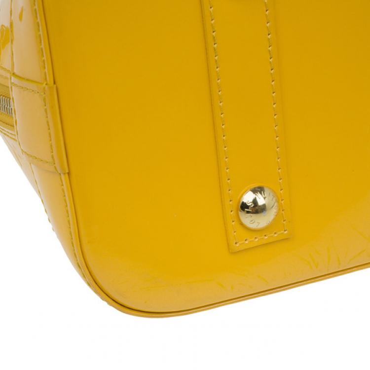 Pre Owned Louis Vuitton Yellow Vernis Monogram Alma PM