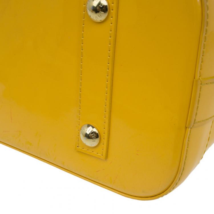 Pre Owned Louis Vuitton Yellow Vernis Monogram Alma PM