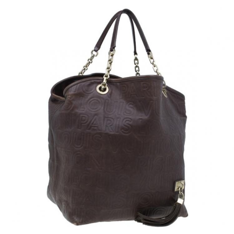 Pre Owned Louis Vuitton Brown Embossed Leather Paris Souple Whisper GM