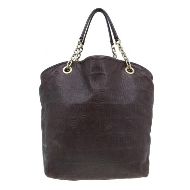 Pre Owned Louis Vuitton Brown Embossed Leather Paris Souple Whisper GM