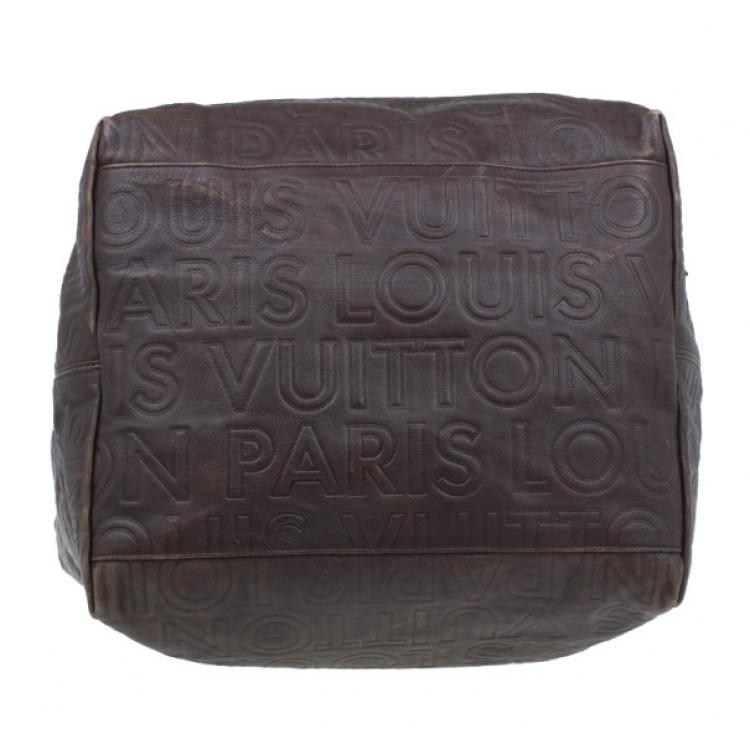 Pre Owned Louis Vuitton Brown Embossed Leather Paris Souple Whisper GM