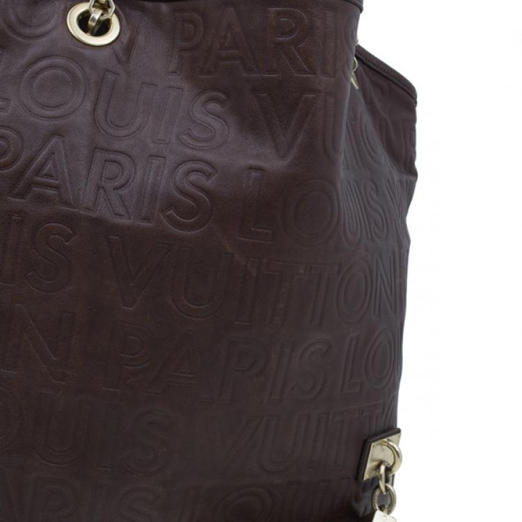 Pre Owned Louis Vuitton Brown Embossed Leather Paris Souple Whisper GM