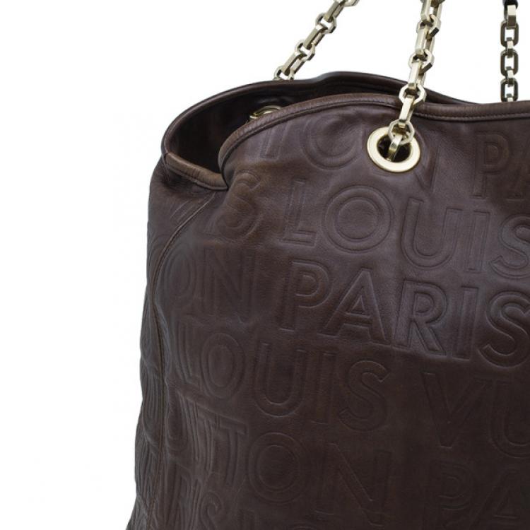 Pre Owned Louis Vuitton Brown Embossed Leather Paris Souple Whisper GM