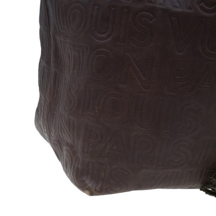 Pre Owned Louis Vuitton Brown Embossed Leather Paris Souple Whisper GM