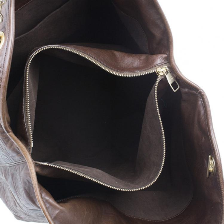 Pre Owned Louis Vuitton Brown Embossed Leather Paris Souple Whisper GM