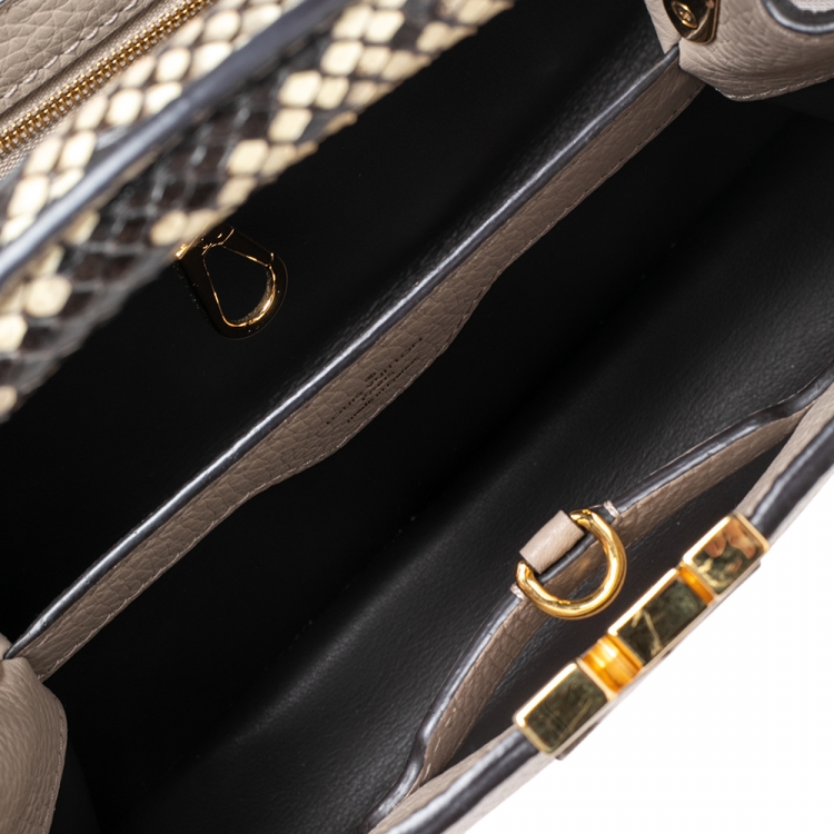 Pre Owned Louis Vuitton Galet Taurillon Leather and Python Capucines BB Bag