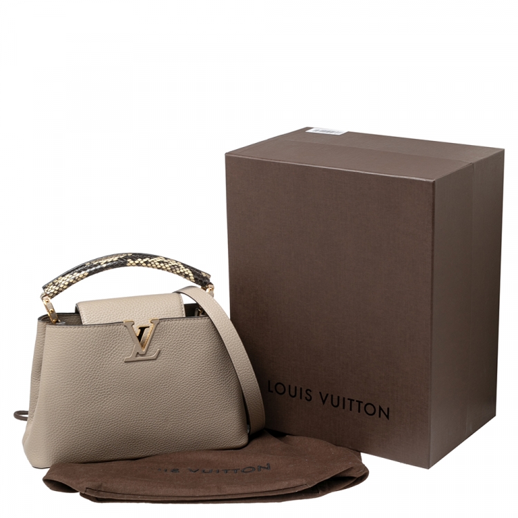 Pre Owned Louis Vuitton Galet Taurillon Leather and Python Capucines BB Bag