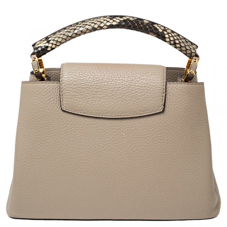 Pre Owned Louis Vuitton Galet Taurillon Leather and Python Capucines BB Bag