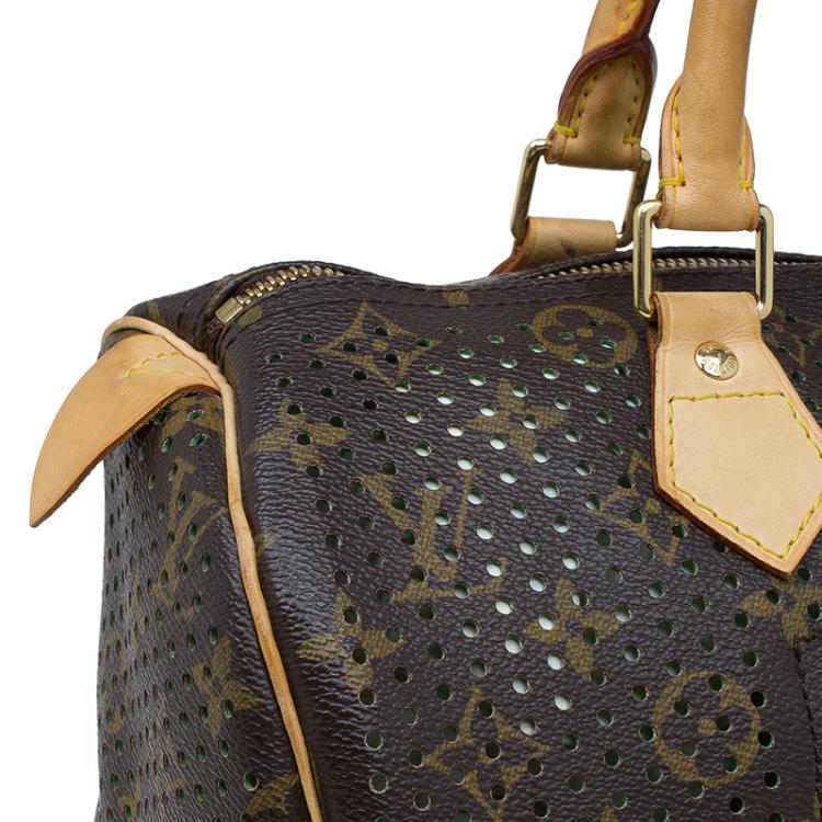 Pre Owned Louis Vuitton Green Monogram Perforated Canvas Limited Edition Speedy 30 Bag