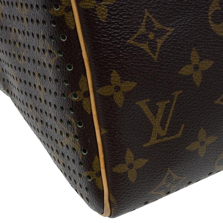 Pre Owned Louis Vuitton Green Monogram Perforated Canvas Limited Edition Speedy 30 Bag