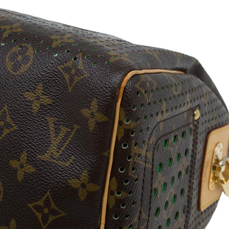 Pre Owned Louis Vuitton Green Monogram Perforated Canvas Limited Edition Speedy 30 Bag