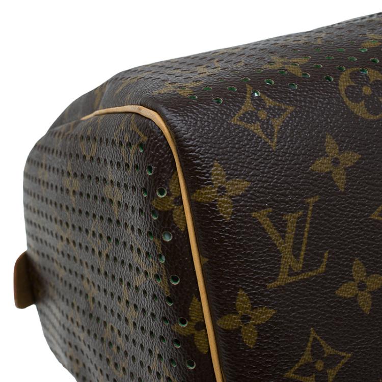 Pre Owned Louis Vuitton Green Monogram Perforated Canvas Limited Edition Speedy 30 Bag