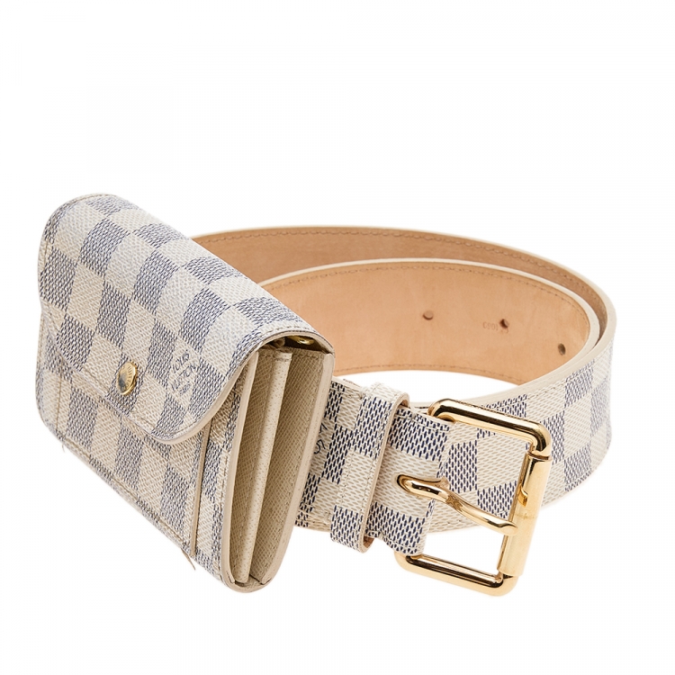 Pre Owned Louis Vuitton Damier Azur Pochette Solo Belt Bag