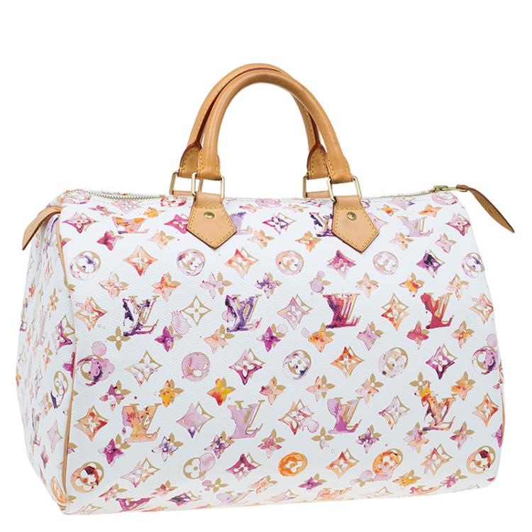 Pre Owned Louis Vuitton Monogram Canvas Watercolor Aquarelle Richard Prince Speedy 35 Bag