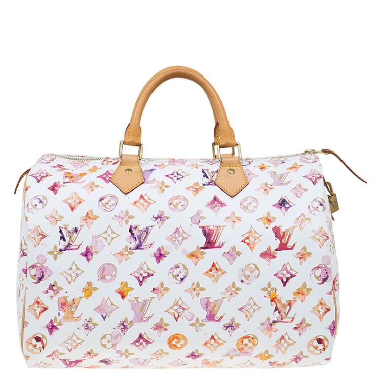 Pre Owned Louis Vuitton Monogram Canvas Watercolor Aquarelle Richard Prince Speedy 35 Bag