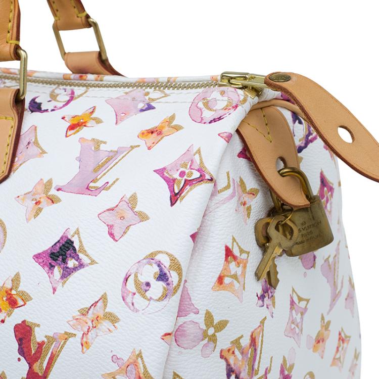 Pre Owned Louis Vuitton Monogram Canvas Watercolor Aquarelle Richard Prince Speedy 35 Bag