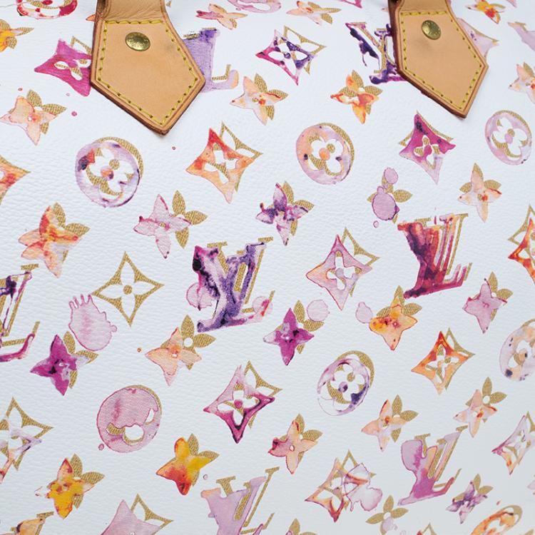 Pre Owned Louis Vuitton Monogram Canvas Watercolor Aquarelle Richard Prince Speedy 35 Bag