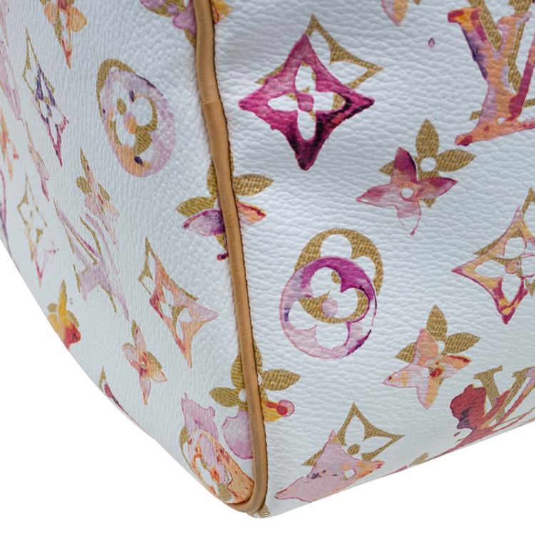 Pre Owned Louis Vuitton Monogram Canvas Watercolor Aquarelle Richard Prince Speedy 35 Bag