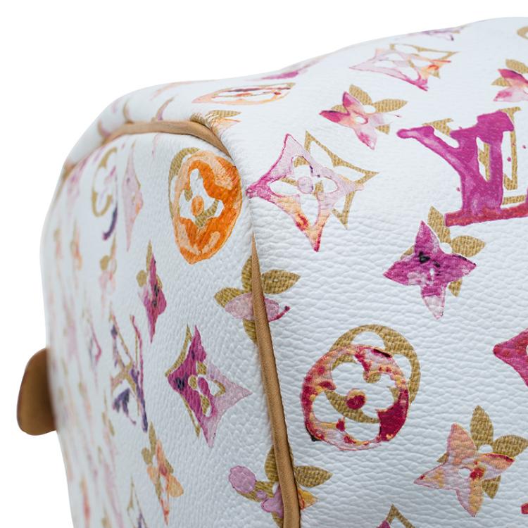 Pre Owned Louis Vuitton Monogram Canvas Watercolor Aquarelle Richard Prince Speedy 35 Bag