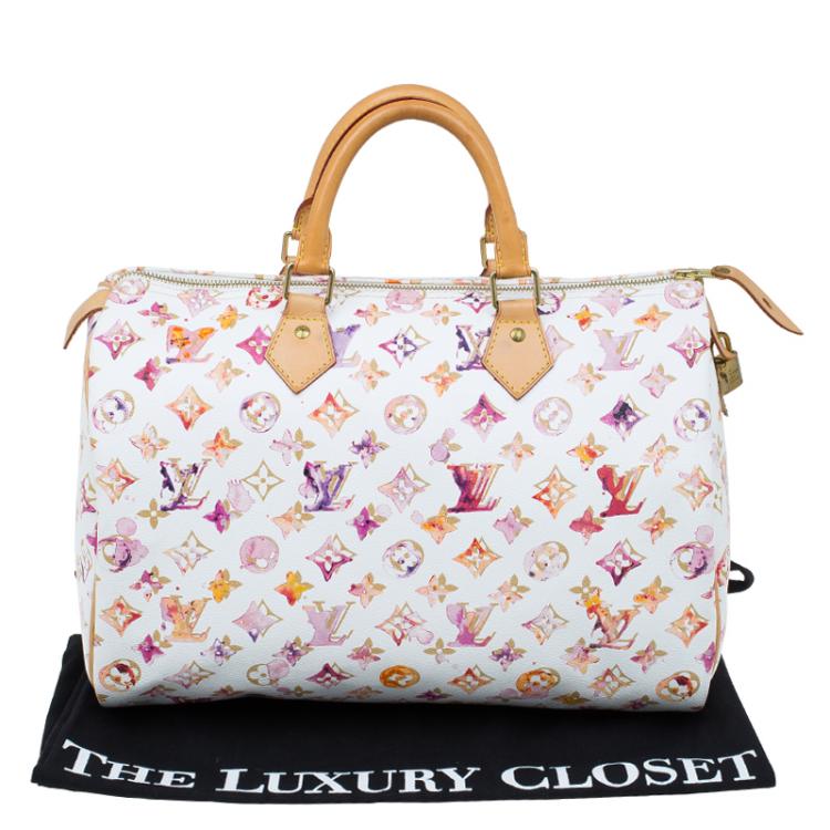 Pre Owned Louis Vuitton Monogram Canvas Watercolor Aquarelle Richard Prince Speedy 35 Bag