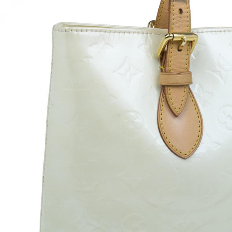 Pre Owned Louis Vuitton White Monogram Vernis Brentwood Tote