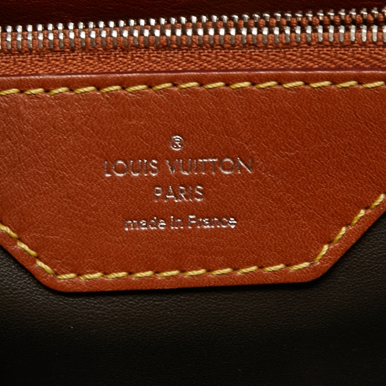 Pre Owned Louis Vuitton Caramel/Grey Leather and Canvas Capucines MM Bag