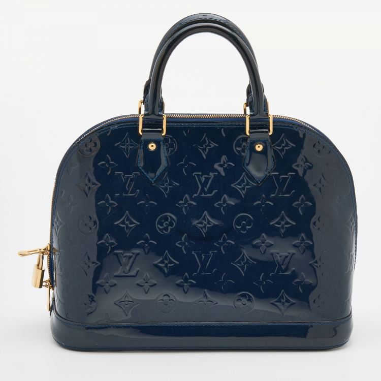 Pre Owned Louis Vuitton Grand Blue Monogram Vernis Alma PM Bag