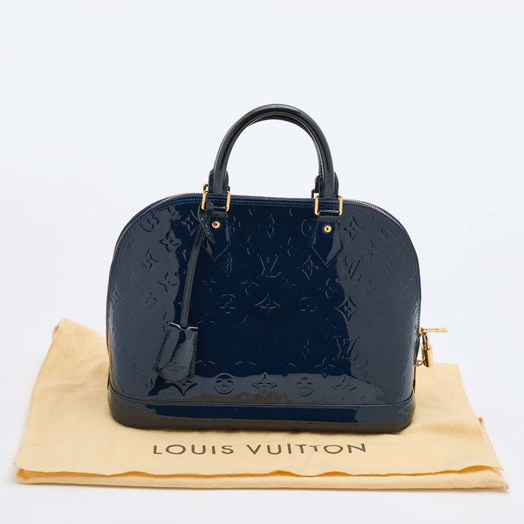 Pre Owned Louis Vuitton Grand Blue Monogram Vernis Alma PM Bag