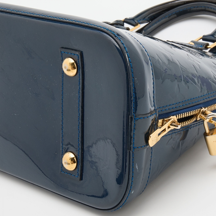 Pre Owned Louis Vuitton Grand Blue Monogram Vernis Alma PM Bag