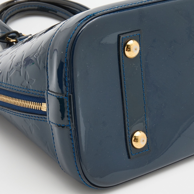 Pre Owned Louis Vuitton Grand Blue Monogram Vernis Alma PM Bag