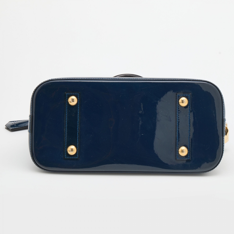 Pre Owned Louis Vuitton Grand Blue Monogram Vernis Alma PM Bag