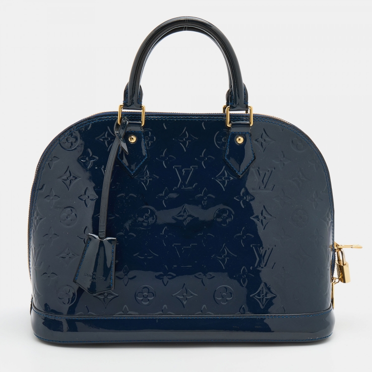 Pre Owned Louis Vuitton Grand Blue Monogram Vernis Alma PM Bag