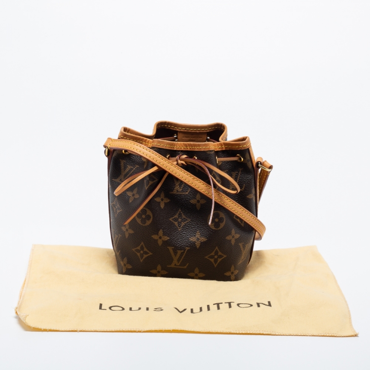 Pre Owned Louis Vuitton Monogram Canvas Nano Noe Drawstring Bucket Bag