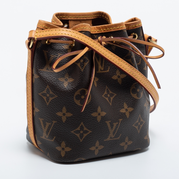 Pre Owned Louis Vuitton Monogram Canvas Nano Noe Drawstring Bucket Bag