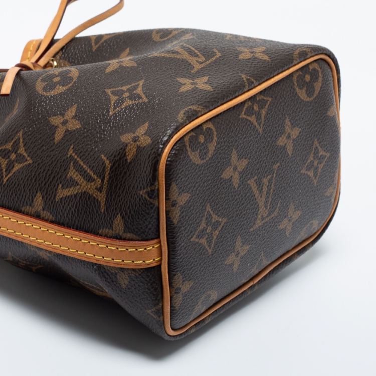 Pre Owned Louis Vuitton Monogram Canvas Nano Noe Drawstring Bucket Bag