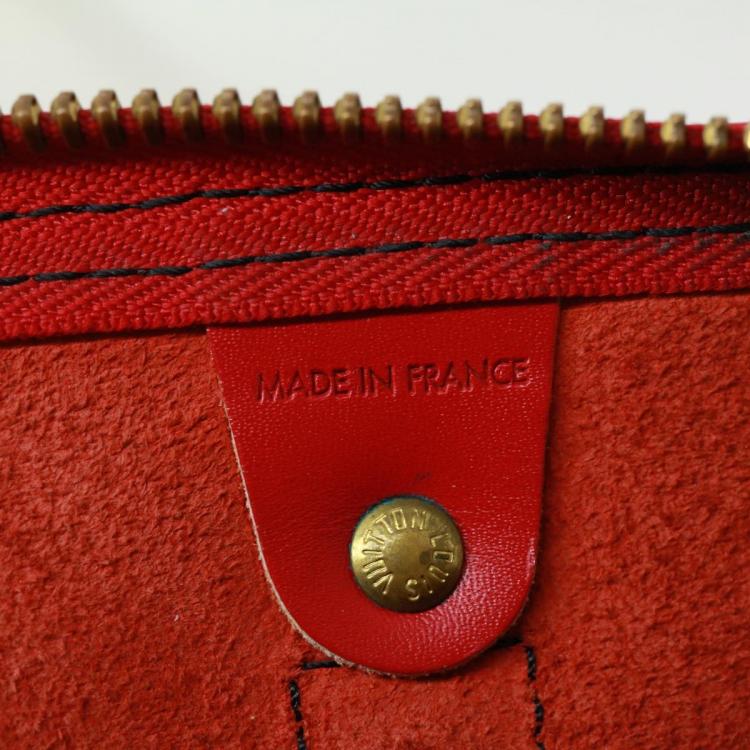 Pre Owned Louis Vuitton Red Epi Leather Keepall 55 Duffel Bag