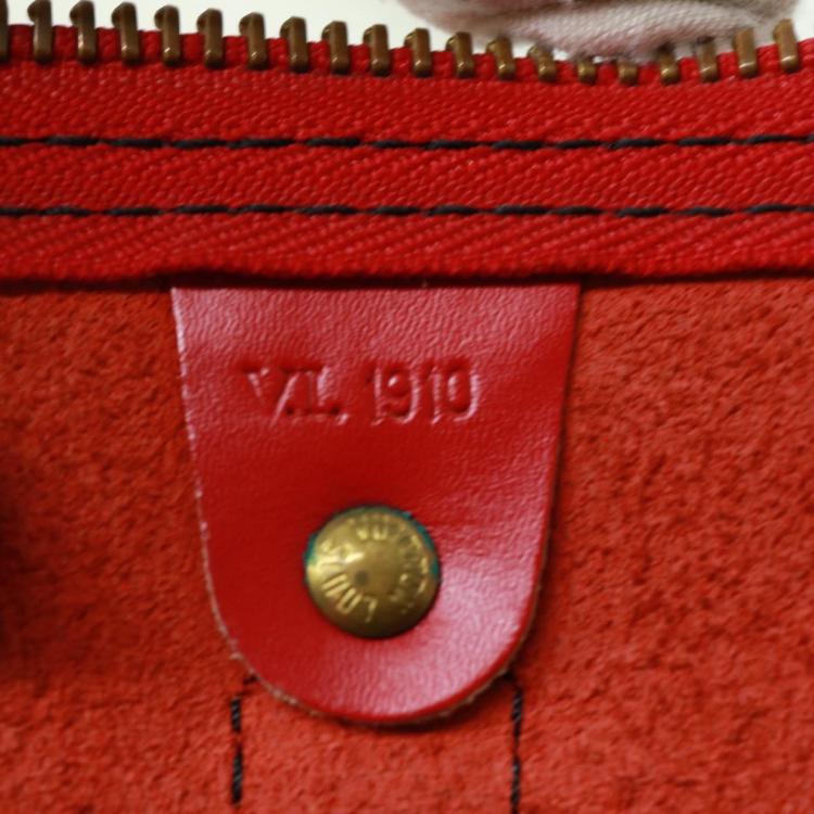 Pre Owned Louis Vuitton Red Epi Leather Keepall 55 Duffel Bag