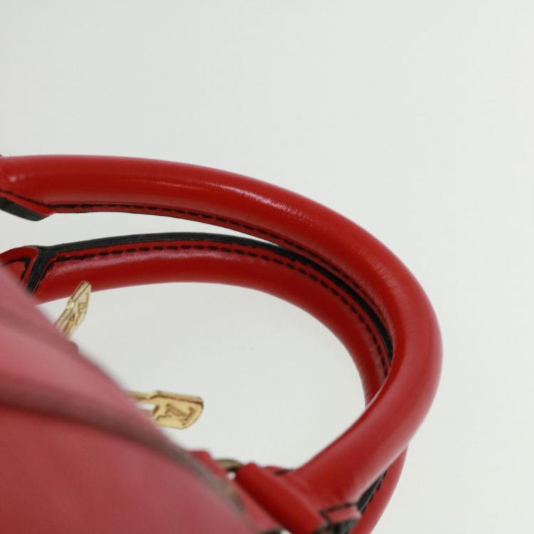 Pre Owned Louis Vuitton Red Epi Leather Keepall 55 Duffel Bag
