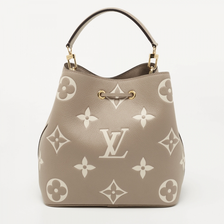 Pre Owned Louis Vuitton Torterelle/Cream Monogram Empreinte Leather NeoNoe MM Bag