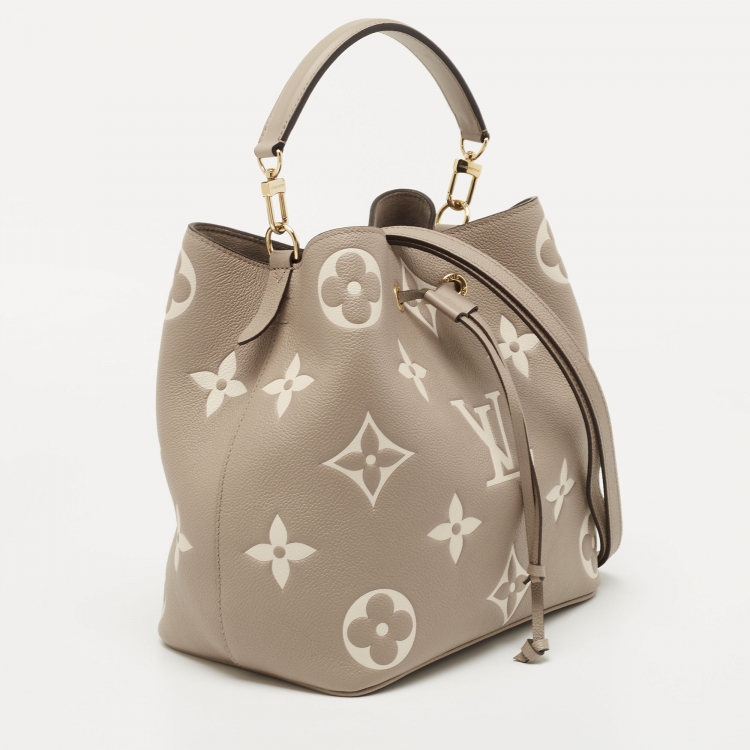 Pre Owned Louis Vuitton Torterelle/Cream Monogram Empreinte Leather NeoNoe MM Bag