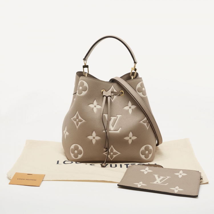 Pre Owned Louis Vuitton Torterelle/Cream Monogram Empreinte Leather NeoNoe MM Bag
